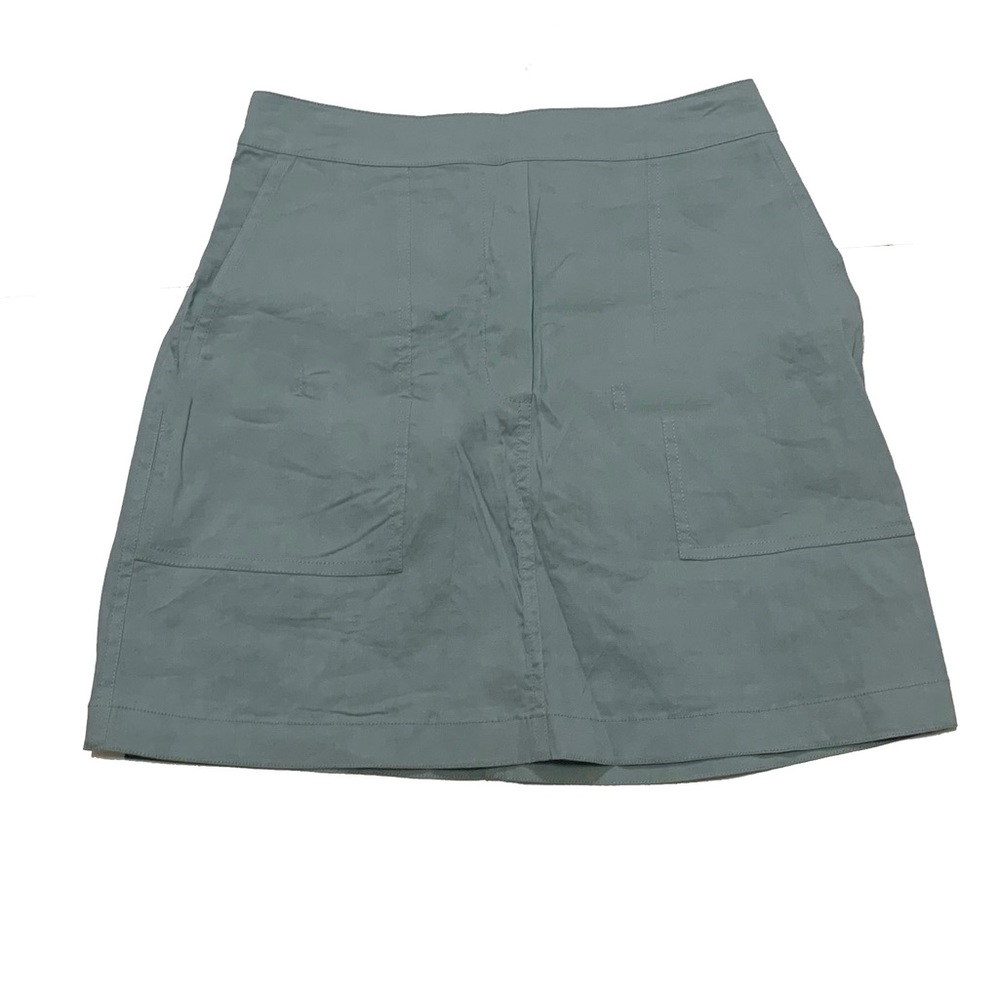 Theory linen blend Midi Skirt Flat Front Stitch Pockets